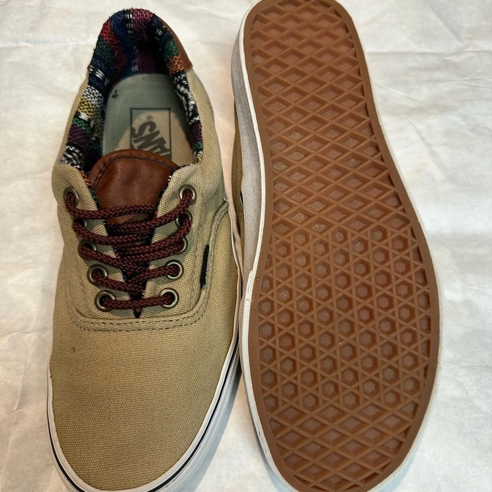 Vans Tan Canvas Sneakers with Brown Accents